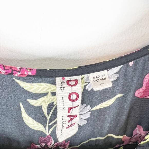 Anthropologie Dolan Cherie Floral Satin Babydoll Blouse XS Black - Picture 6 of 8